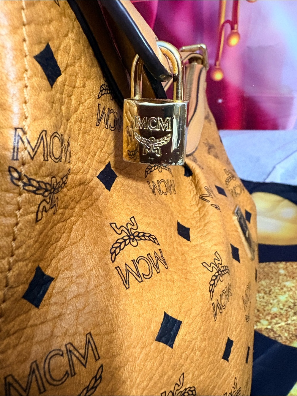 MCM Cognac Visetos Logo Hobo Shoulder Bag - Picture 9 of 12